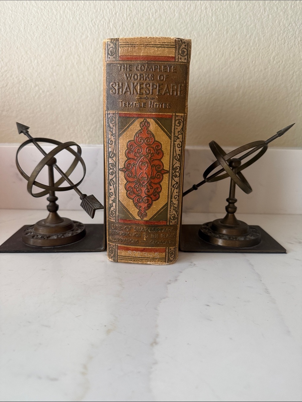 Vintage Silvestri Brass Armillary Bookends Pair